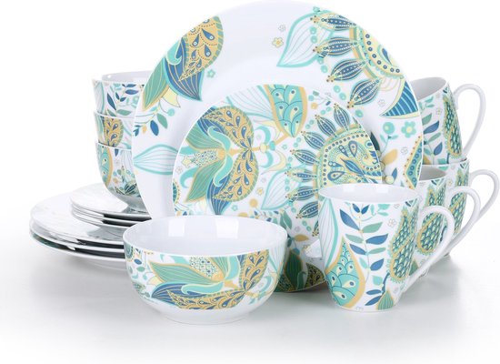 Excelsa ETNO Chic tafelservies, porselein, meerkleurig, 21 stuks