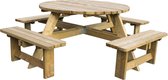 Table de pique-nique ronde de luxe en bois MaximaVida Tallinn 140 cm - dégagement supplémentaire pour les jambes