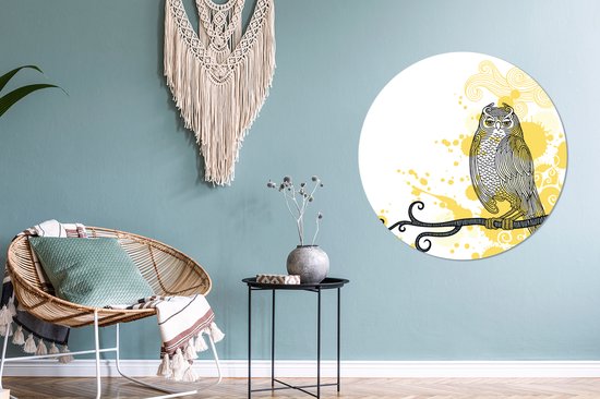 Illustration de l'assiette en plastique hibou Wall Circle ⌀ 90 cm - impression photo sur cercle mural / cercle vivant (décoration murale)