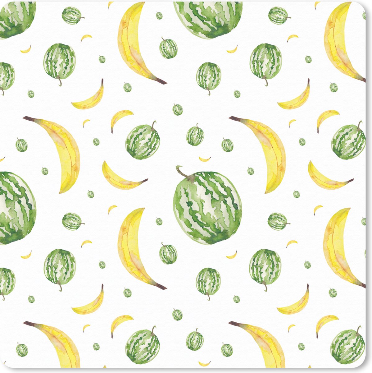 Muismat XXL 40x40 cm - Bureau onderlegger - Bureau mat Watermeloenen - Bananen - Sjablonen - Bureaumat - Gaming mousepad xl - Bureaulegger groot - Computer deskmat