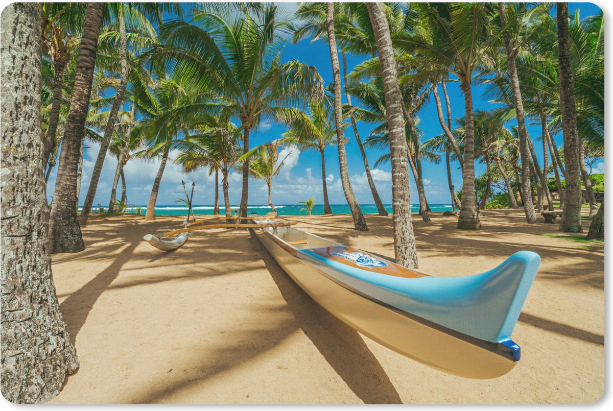 Muismat XXL 120x80 cm - Bureau onderlegger - Bureau mat Boot tussen de palmbomen op het strand van Maui - Bureaumat - Gaming mousepad xl - Bureaulegger groot - Computer deskmat