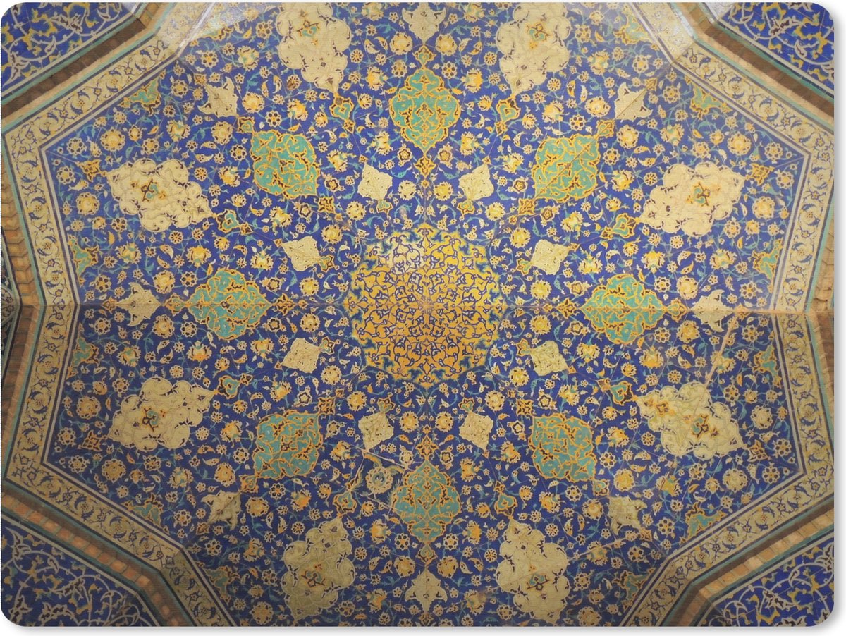 Muismat XXL 80x60 cm - Bureau onderlegger - Bureau mat Cirkel - Plafond - Blauw - Bureaumat - Gaming mousepad xl - Bureaulegger groot - Computer deskmat