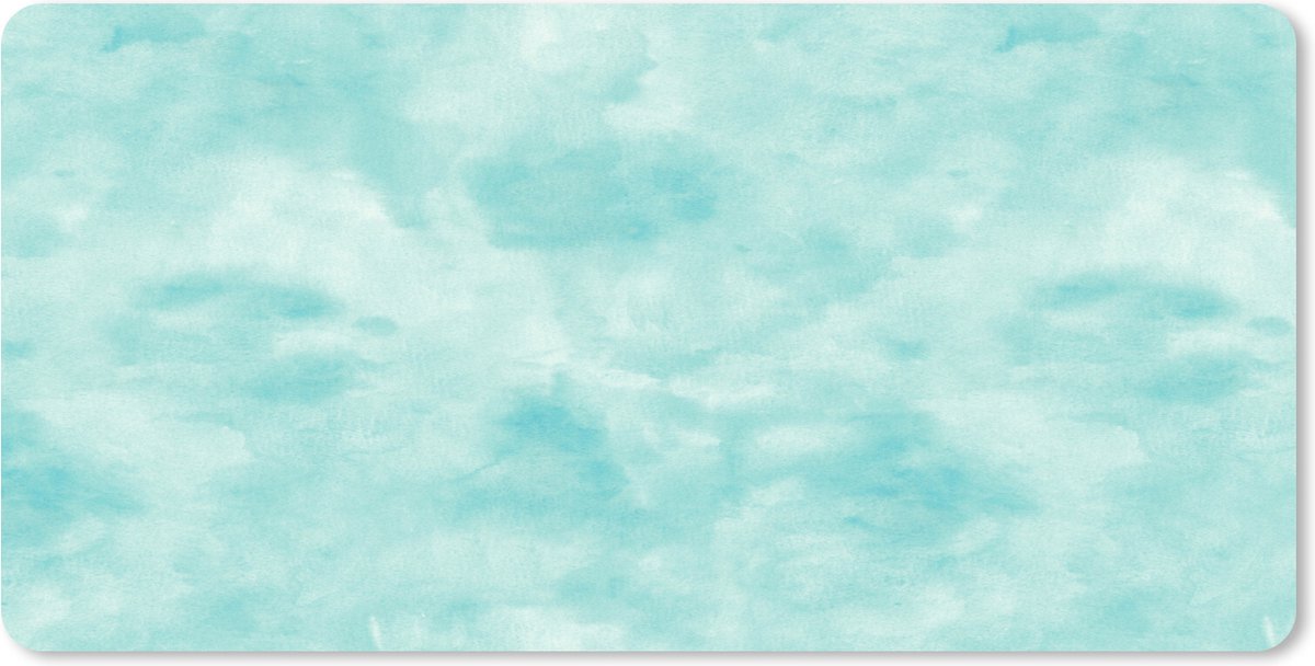 Muismat XXL 90x45 cm - Bureau onderlegger - Bureau mat Patroon - Waterverf - Turquoise - Bureaumat - Gaming mousepad xl - Bureaulegger groot - Computer deskmat