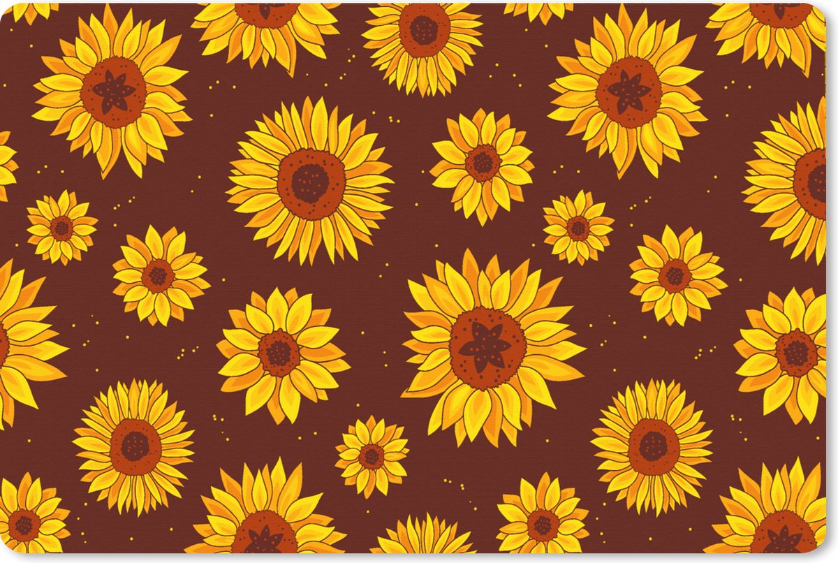 Muismat XXL 120x80 cm - Bureau onderlegger - Bureau mat Zonnebloem - Bohemian - Flora - Patroon - Bureaumat - Gaming mousepad xl - Bureaulegger groot - Computer deskmat