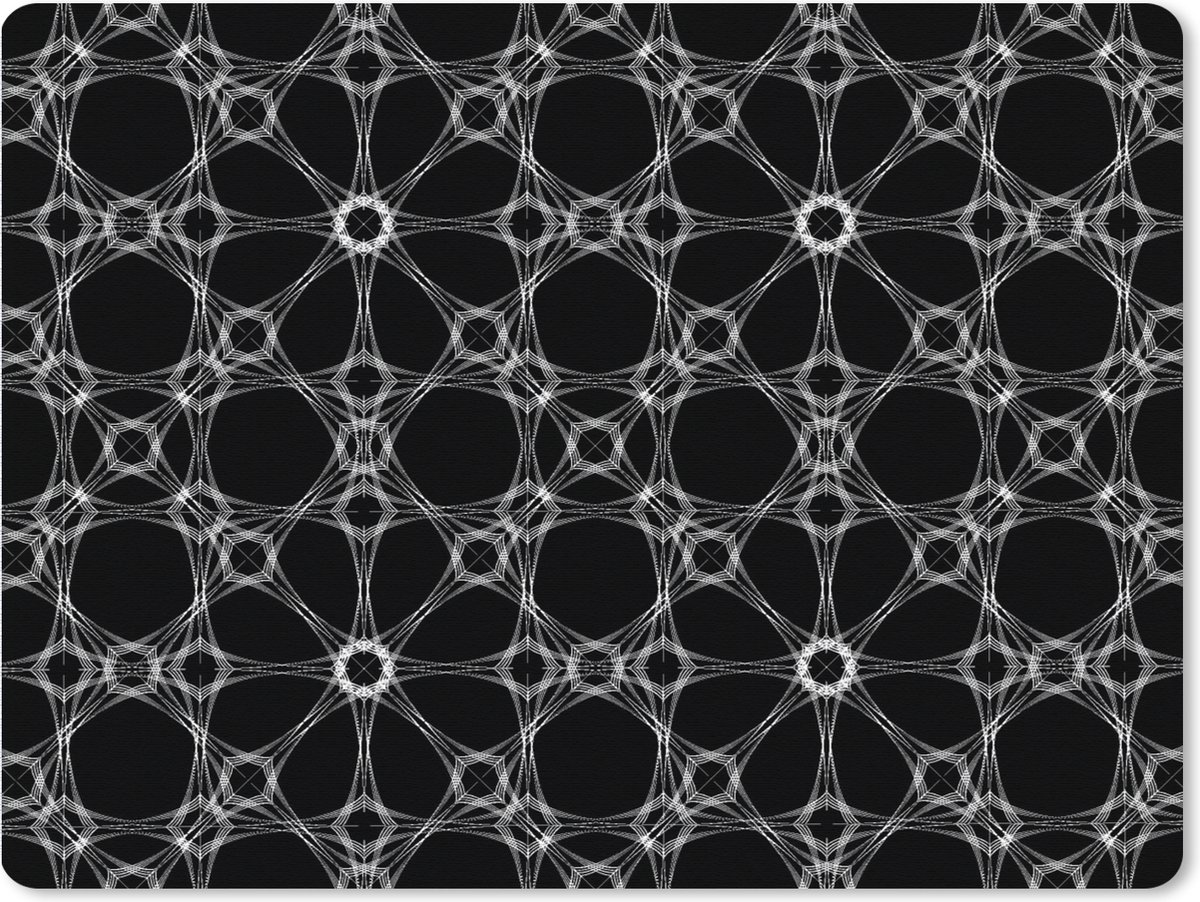 Muismat XXL - Bureau onderlegger - Bureau mat - Zwart Wit - Patronen - Abstract - 80x60 cm - XXL muismat