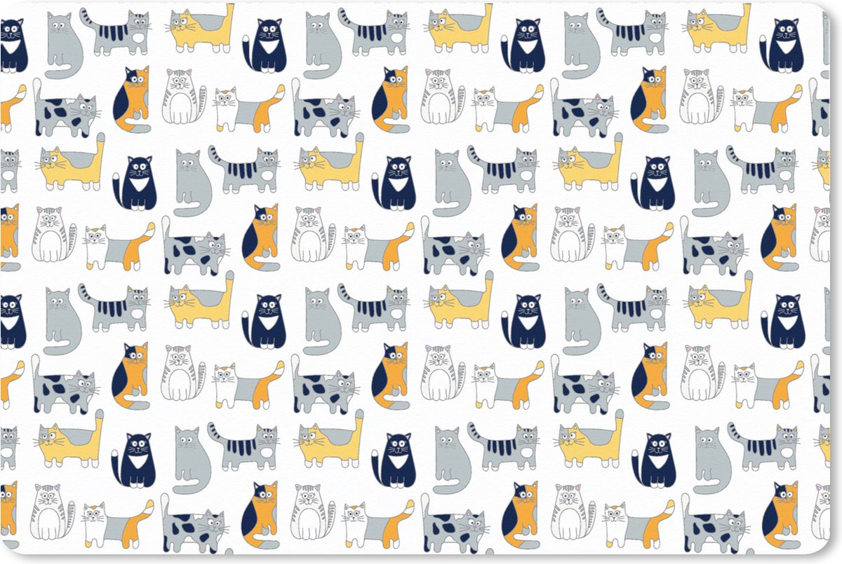 Muismat XXL 90x60 cm - Bureau onderlegger - Bureau mat Patroon - Kat - Poes - Jongens - Meisjes - Kinderen - Kindje - Bureaumat - Gaming mousepad xl - Bureaulegger groot - Computer deskmat