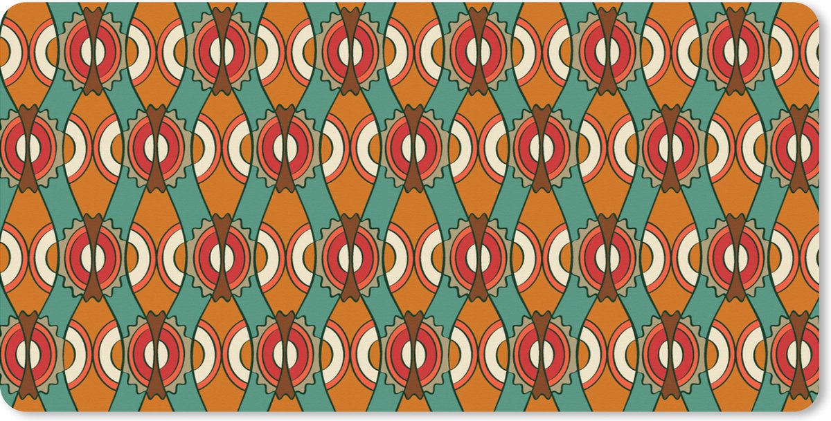 Muismat XXL - Bureau onderlegger - Bureau mat - Design - Retro - Oranje - Abstract - 90x45 cm - XXL muismat