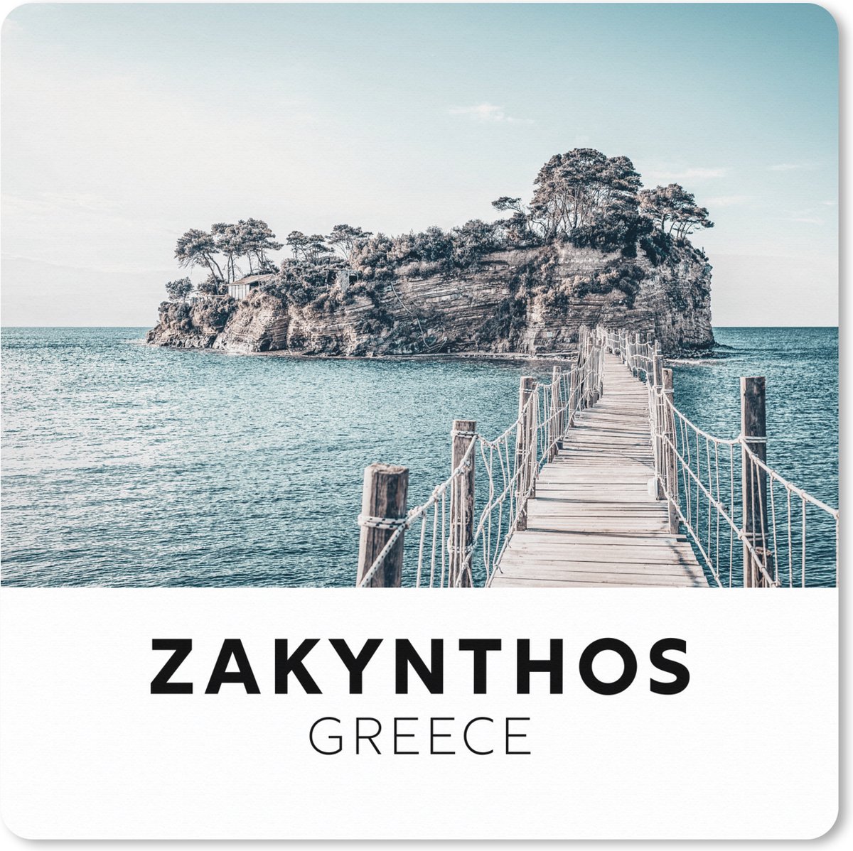 Muismat XXL 40x40 cm - Bureau onderlegger - Bureau mat Griekenland - Zakynthos - Zee - Bureaumat - Gaming mousepad xl - Bureaulegger groot - Computer deskmat