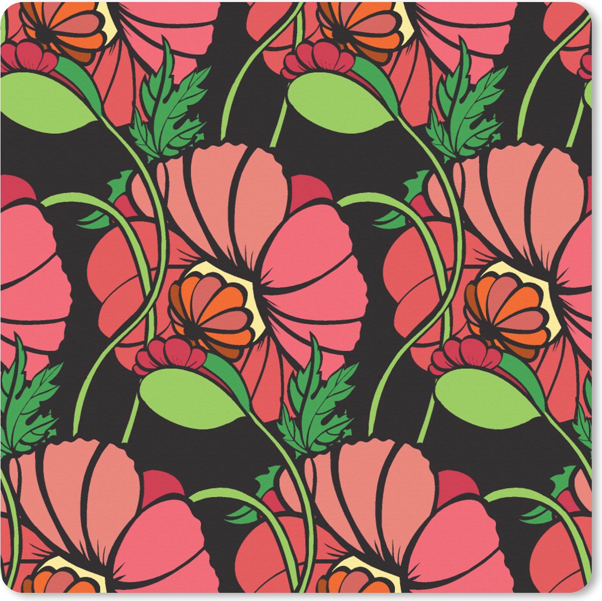 Muismat XXL 40x40 cm - Bureau onderlegger - Bureau mat Bloemen - Natuur - Roze - Patroon - Bureaumat - Gaming mousepad xl - Bureaulegger groot - Computer deskmat