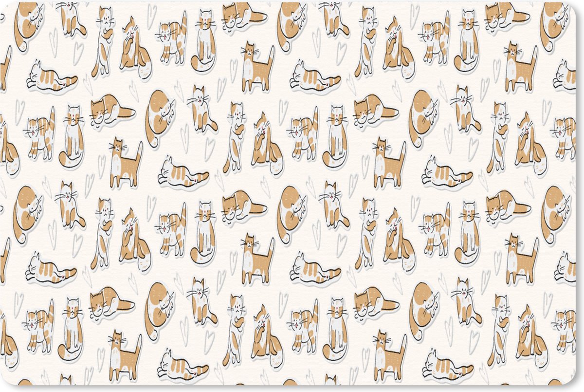 Muismat XXL 120x80 cm - Bureau onderlegger - Bureau mat Kat - Patroon - Dieren - Bureaumat - Gaming mousepad xl - Bureaulegger groot - Computer deskmat