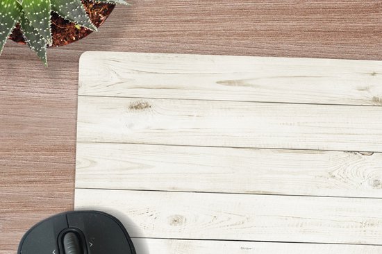 Tapis de souris XXL - Sous-main - Tapis de bureau - Etagère - Wit - Bois - Design - 40x40 cm - Tapis de souris XXL