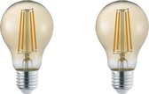 LED Lamp - Trion Lamba - Set 2 Stuks - E27 Fitting - 4W - Warm Wit 3000K - Amber - Glas
