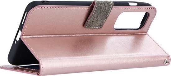 Oppo A76 cover book case + 2 pièces Protecteur d'écran en Glas or rose
