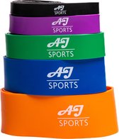 AJ-Sports Weerstandsbanden - Pull up bands EXTRA Heavy - Power bands - Set van 5 banden - 5 verschillende Weerstanden - Fitness elastiek - Pull up Pack Crossfit - Powerlifting banden - Fitness - Workout - Inclusief draagtas