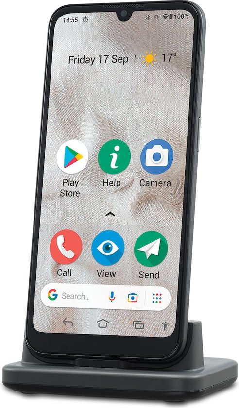 Doro 8100 PLUS - Senioren smartphone met noodtoets en grote iconen - inclusief hoesje en bureaulader - Doro