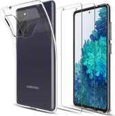 Hoesje Geschikt Voor Samsung Galaxy S20 FE 2022 hoesje siliconen case - transparant TPU backcover - Hoesje Geschikt Voor Samsung Galaxy S20 FE 2022 screenprotector 2 pack tempered glass