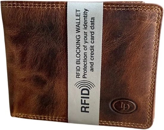 Leather Design billfold - portemonnee heren - leer - hunter - RFID beschermd