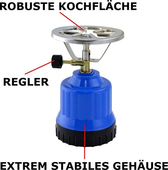 TronicXL Gaskooktoestel - campingkooktoestel 1 lichtpunt - 8 gasfles butaan-set van TronicXL — afbeelding 4