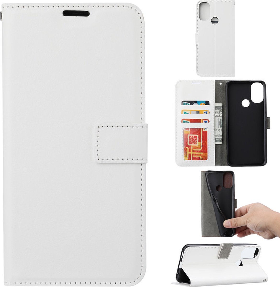 Bookcase Geschikt voor: Motorola Moto G200 5G - Wit - portemonnee hoesje
