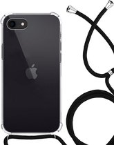 Hoesje Geschikt voor iPhone SE 2020 Hoesje Shockproof Case Siliconen Hoes Met Koord - Transparant
