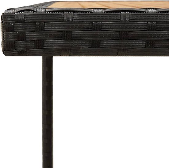 vidaXL - Tuintafel - 109x107x74 - cm - poly - rattan - en - massief - acaciahout - zwart