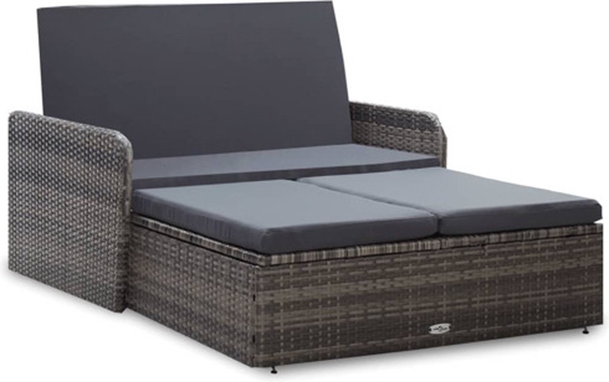 vidaXL 2-delige Loungeset met kussens poly rattan grijs
