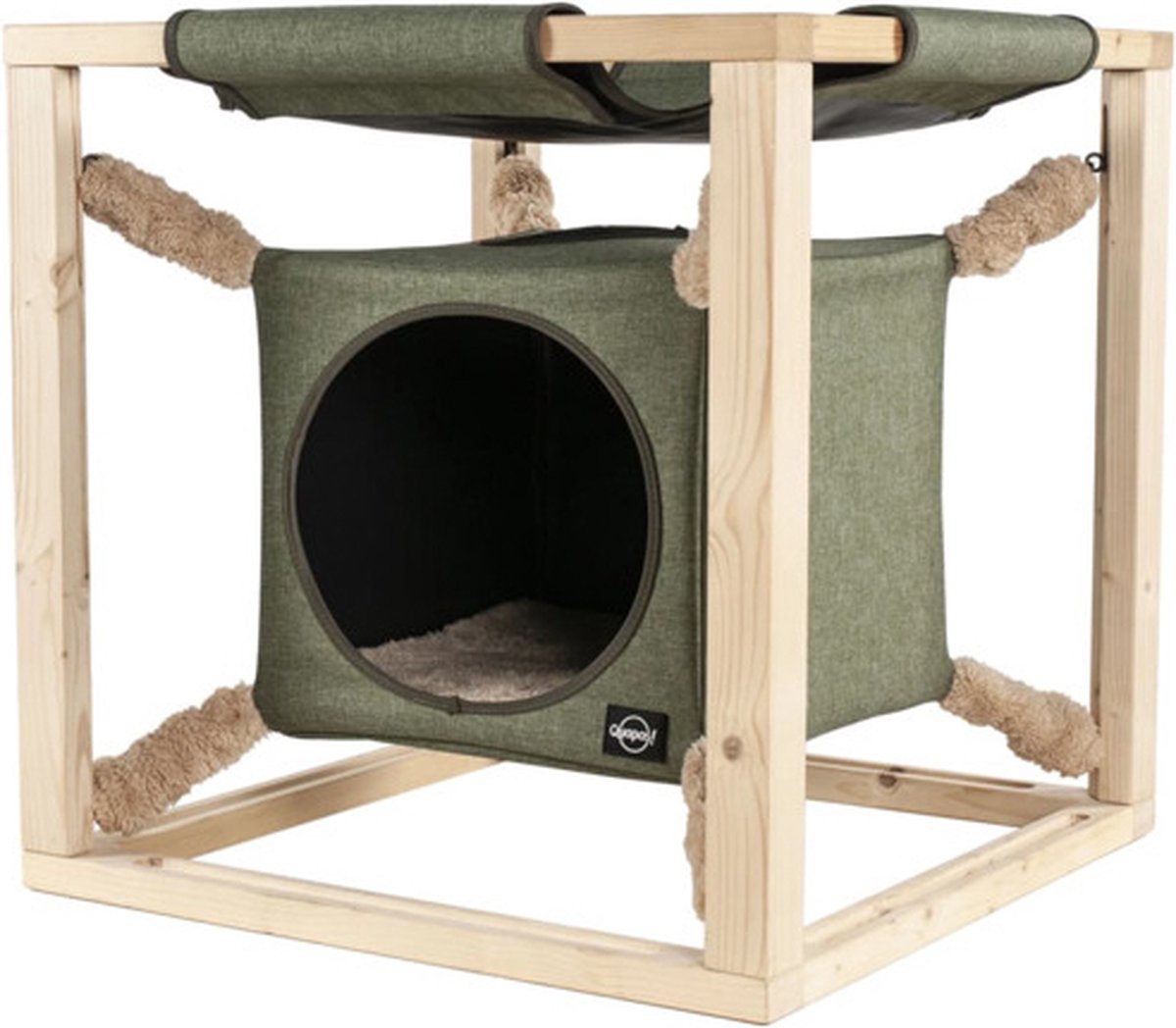 Quapas! Kattenbed met hangmat Catcube L 62.5x62.5x62.5 cm groen