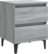 vidaXL Table de chevet avec pieds en métal 40 x 35 x 50 cm Chêne Sonoma gris