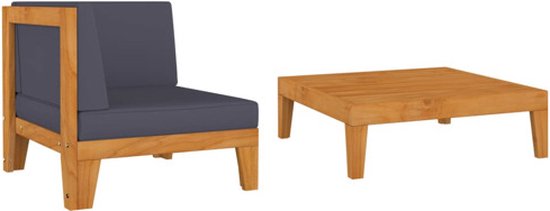 vidaXL Ensemble de salon 2 pièces avec coussins Bois d'acacia massif - Ensemble de salon - Ensembles lounge - Ensemble de salon en bois - Ensembles lounge en bois