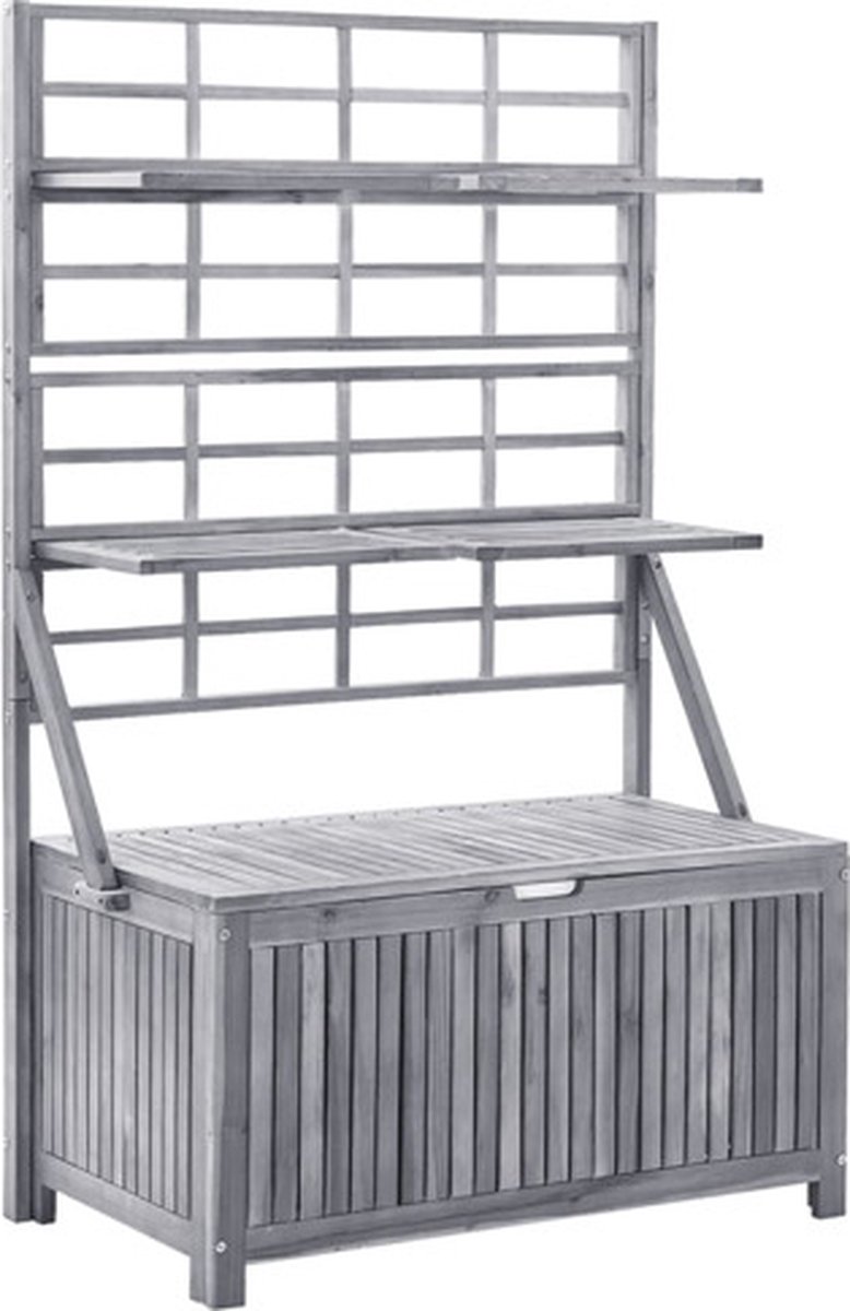 vidaXL Opbergbox met latwerk 99x55x160 cm massief acaciahout grijs