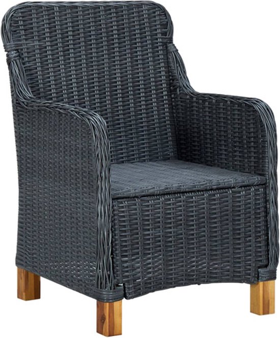 vidaXL Ensemble de jardin 9 pièces avec coussins Poly rotin gris foncé