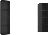 vidaXL - Tv-wandmeubelen - 2 - st - bewerkt - hout - hoogglans - zwart