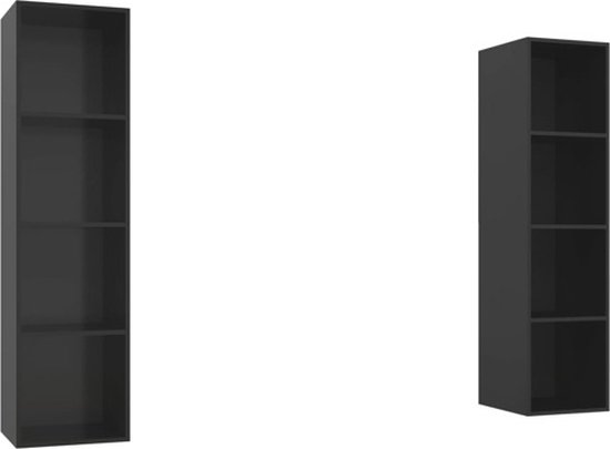 vidaXL - Tv-wandmeubelen - 2 - st - spaanplaat - hoogglans - zwart