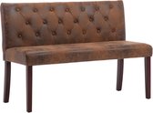 vidaXL Canapé rétro Daim artificiel - Marron - 120 x 52 x 84,5 cm - Motif de boutons - Assemblage requis - Repose-pieds