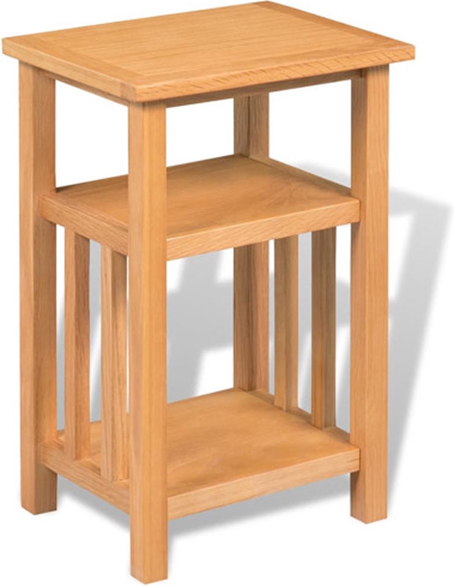 vidaXL Bijzettafel - met - tijdschrifthouder - 27x35x55 - cm - massief - eikenhout bruin