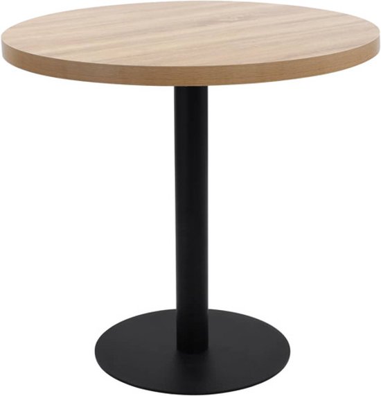 vidaXL Table de bistro 80 cm - Table de bistro marron clair et acier - Table en bois - Petite table - Table de café - Table de terrasse - Table d'extérieur - Chaise de salle à manger - Chaise de salle à manger - Table basse - Table d'appoint