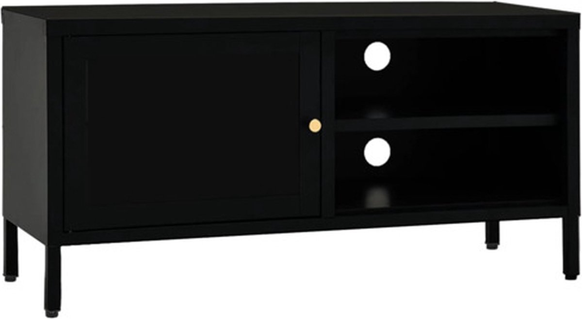 vidaXL - Tv-meubel - 90x30x44 - cm - staal - en - glas - zwart