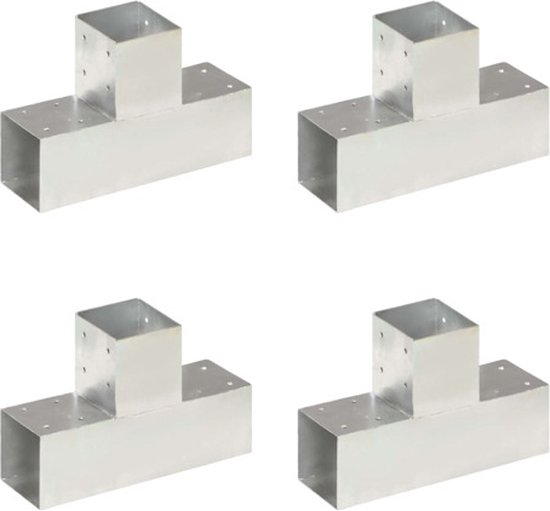 vidaXL - Paalverbindingen - 4 - st - T-vorm - 91x91 - mm - gegalvaniseerd - metaal