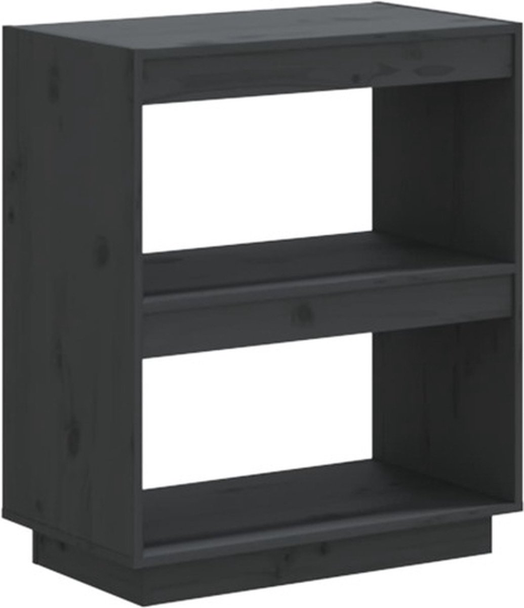 vidaXL Boekenkast - 60x35x71 - cm - massief - grenenhout - grijs