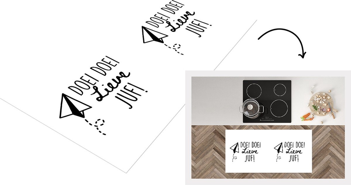 KitchenYeah Keukenloper - Loper keuken - Quotes - Spreuken - Juf - Doei doei lieve juf! - 120x60 cm - Keukenloper vinyl Multicolor