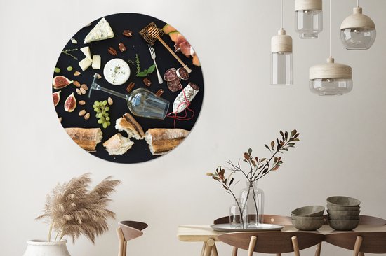 Wall Circle - Wall Circle Indoor - Vin - Fruits - Fromage - 140x140 cm - Décoration murale - Peintures Ronds