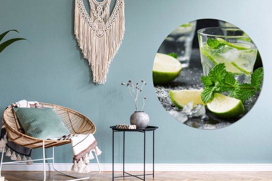 WallCircle - Wall Circle - Wall Circle Indoor - Boisson - Verre à Vin - Fruits - 140x140 cm - Décoration murale - Peintures Ronds