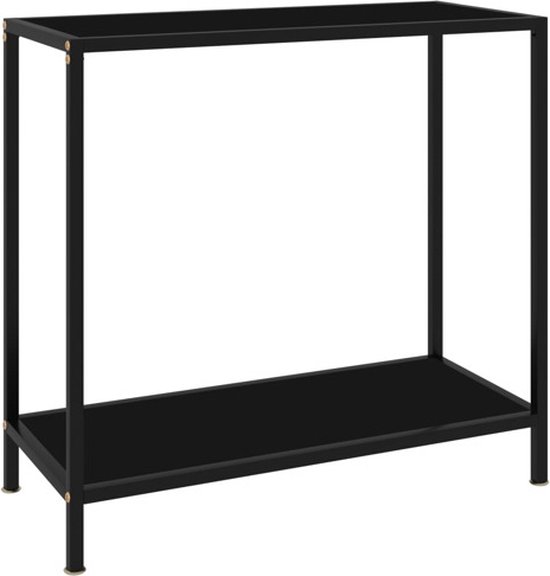 vidaXL Table murale - Tables murales - Table d'appoint - Tables d'appoint - Table murale 80x35x75 cm Verre trempé Noir