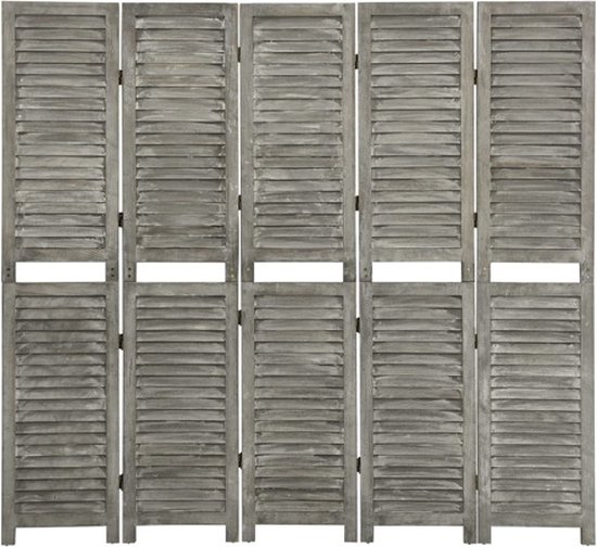 vidaXL-Kamerscherm-met-5-panelen-179x166-cm-massief-hout-grijs