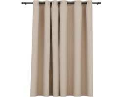 vidaXL - Gordijn - linnen-look - verduisterend - met - ogen - 290x245 - cm - beige