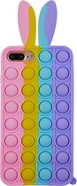 Peachy Bunny Pop Fidget Bubble siliconen hoesje voor iPhone 7 Plus en iPhone 8 Plus - kleurrijk