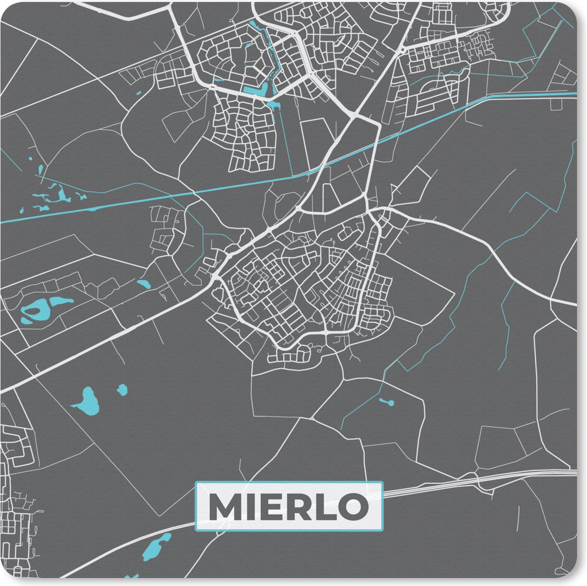Muismat 30x30 cm - Mousepad Plattegrond - Mierlo - Kaart - Stadskaart - Muismatten - Stadskaart