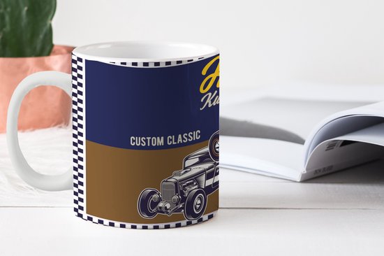 Mug - Mancave - Voiture - Rétro - Lettres - 350 ML - Tasse - Cadeau Sinterklaas - Cadeaux de Noël - Cadeaux de chaussures - Cadeaux à distribuer