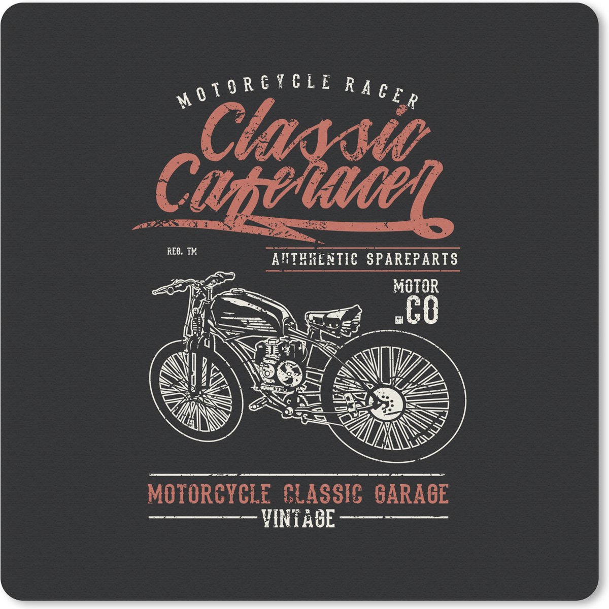 Muismat 30x30 cm - Mousepad Mancave - Motor - Retro - Quotes - Muismatten