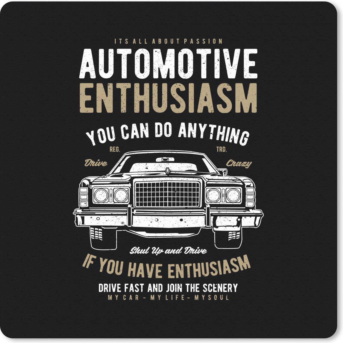 Muismat 30x30 cm - Mousepad Mancave - Auto - Quotes - Vintage - Muismatten